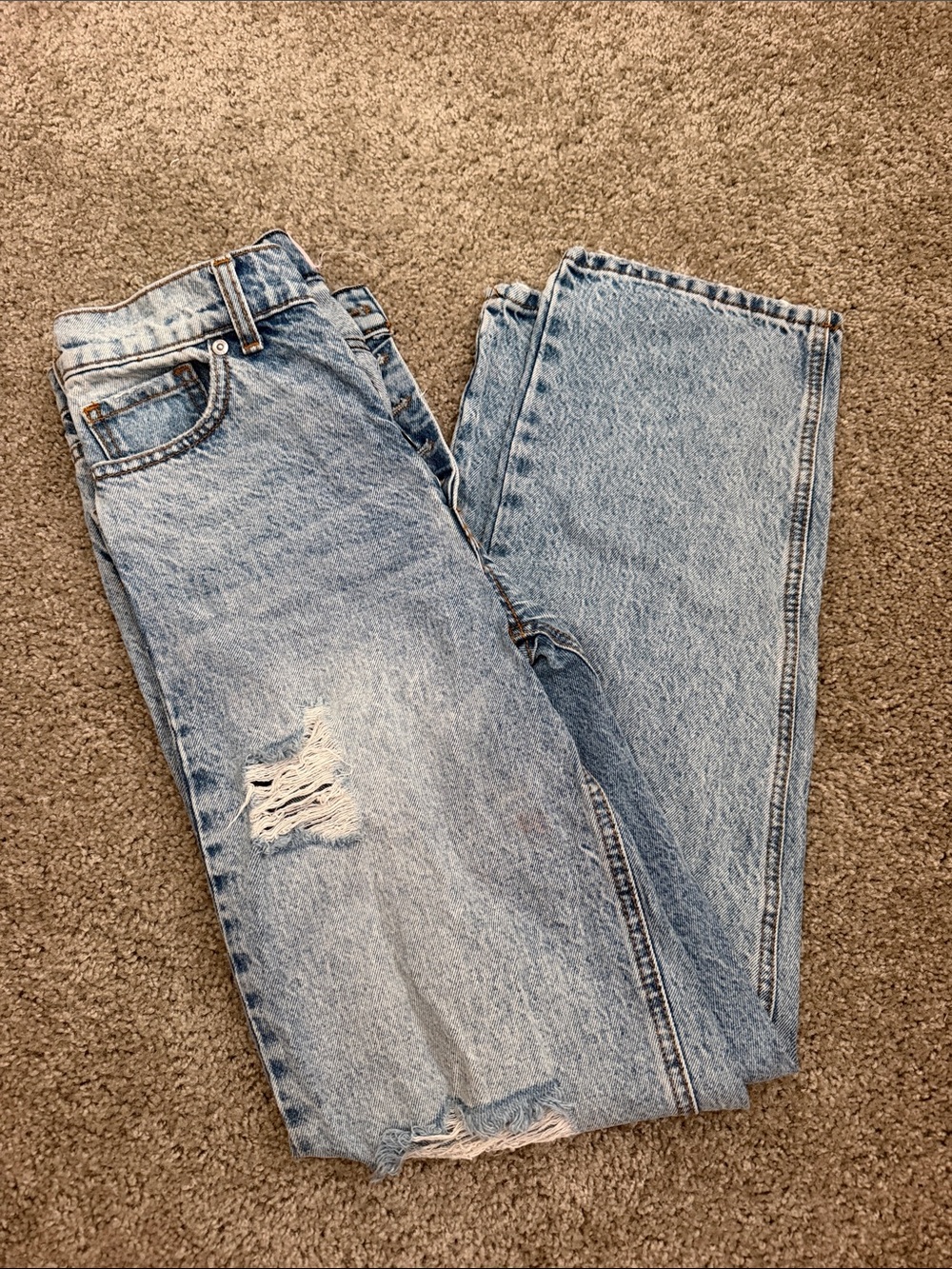 REVICE Light Wash Distressed Straight Leg Jeans